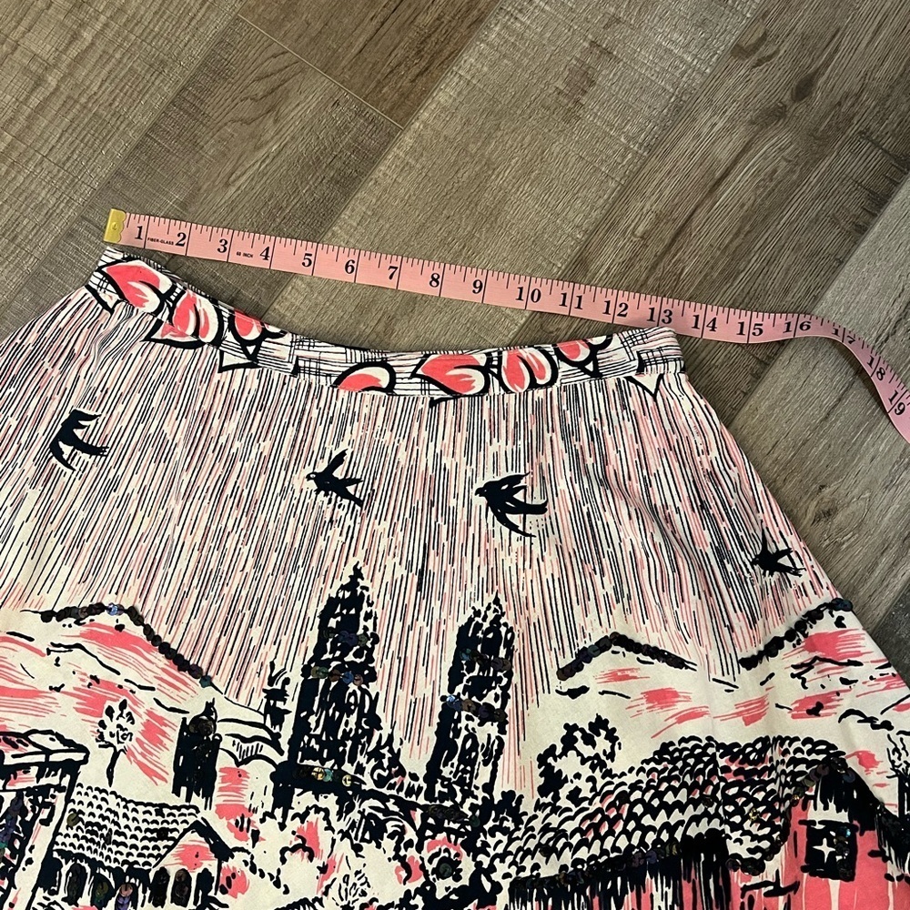 Bernardo Pink and Black Scenic A-Line Skirt with sequin detail size 4 EUC - Picture 9 of 12